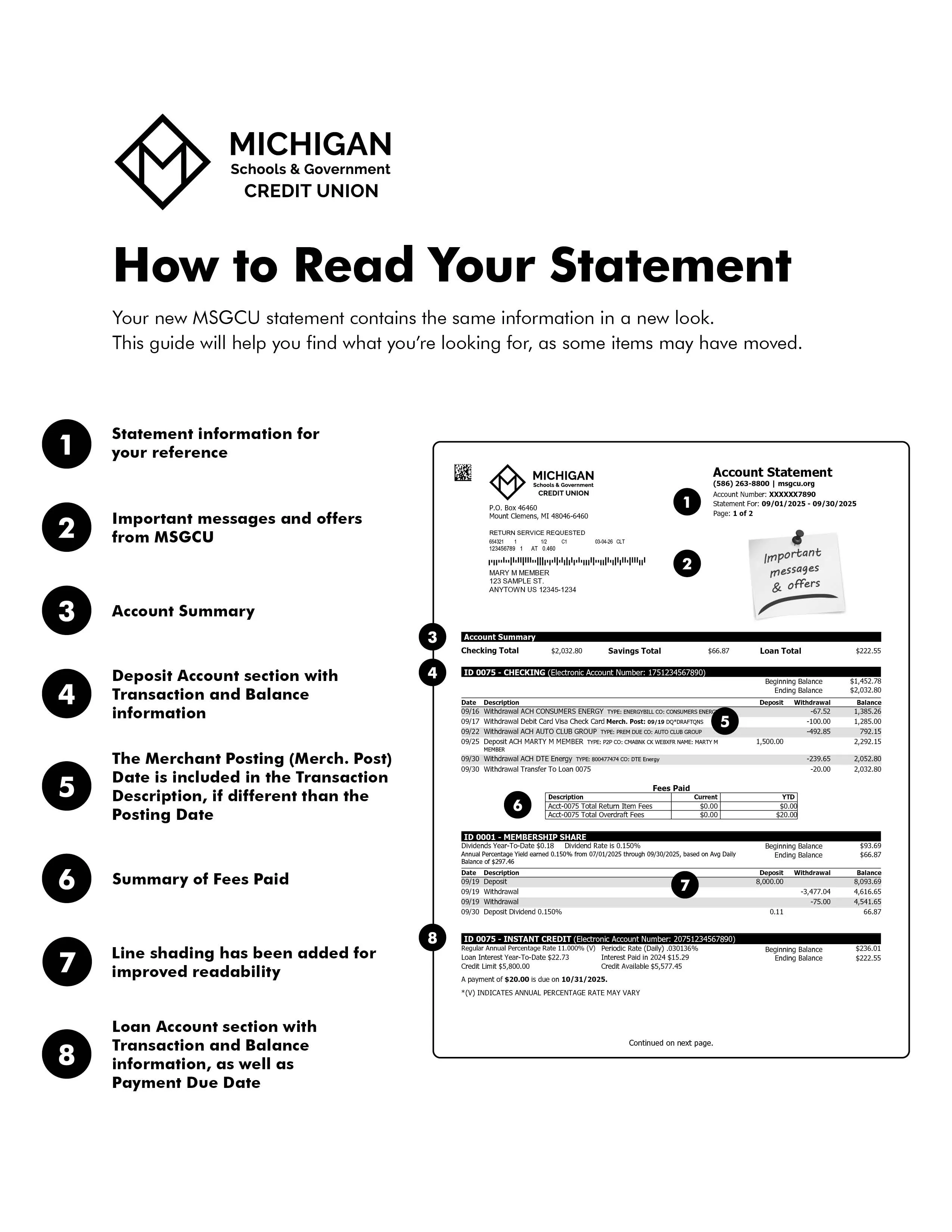 MSGCU statement guide
